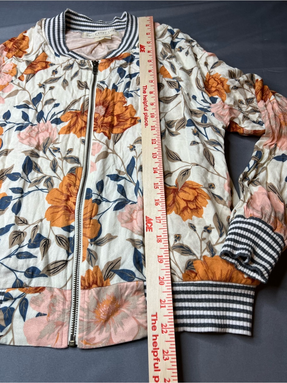 Saltwater Luxe Floral Bomber Jacket - Cream, Navy & Rust - Picture 4 of 7